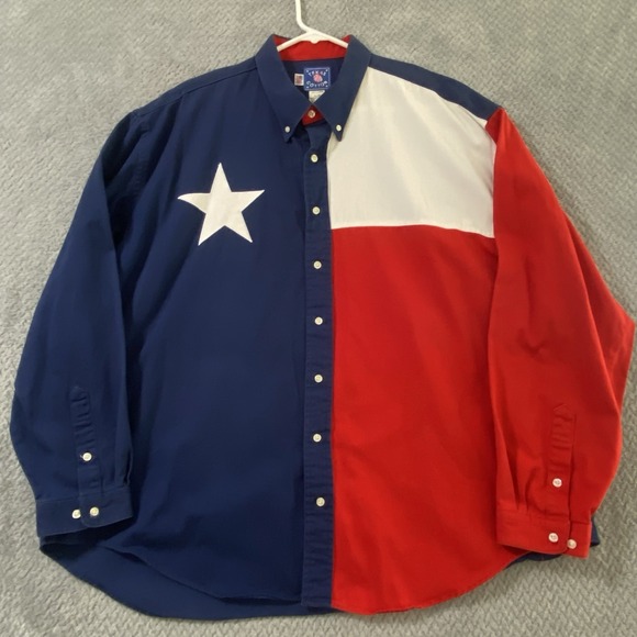 Texas Cotton Other - Texas Cotton Shirt Mens XXL Texas Flag Button Down Long Sleeve Made USA Western
